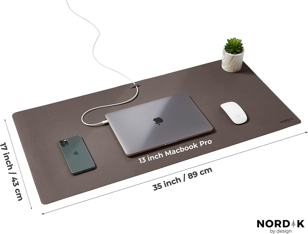 Nordik Leather Desk Mat - Midnight Blue - Large Leather Desk Pad 35x17 in