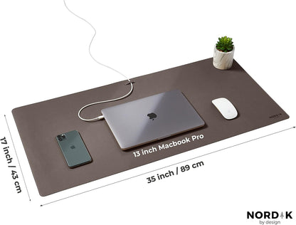 Nordik Leather Desk Mat - Midnight Blue - Large Leather Desk Pad 35x17 in