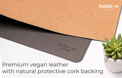 Nordik Leather Desk Mat - Midnight Blue - Large Leather Desk Pad 35x17 in
