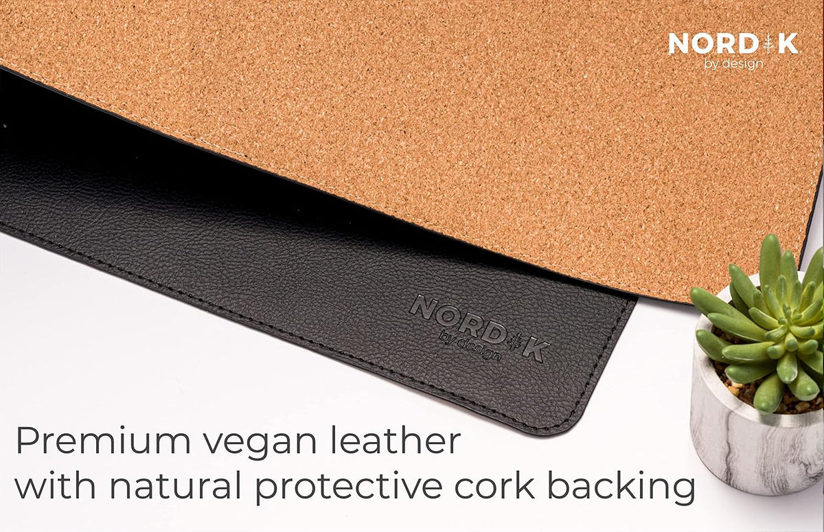 Nordik Leather Desk Mat - Midnight Blue - Large Leather Desk Pad 35x17 in