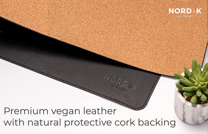 Nordik Leather Desk Mat - Midnight Blue - Large Leather Desk Pad 35x17 in