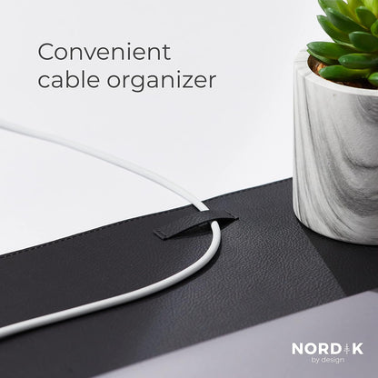 Nordik Leather Desk Mat - Midnight Blue - Large Leather Desk Pad 35x17 in