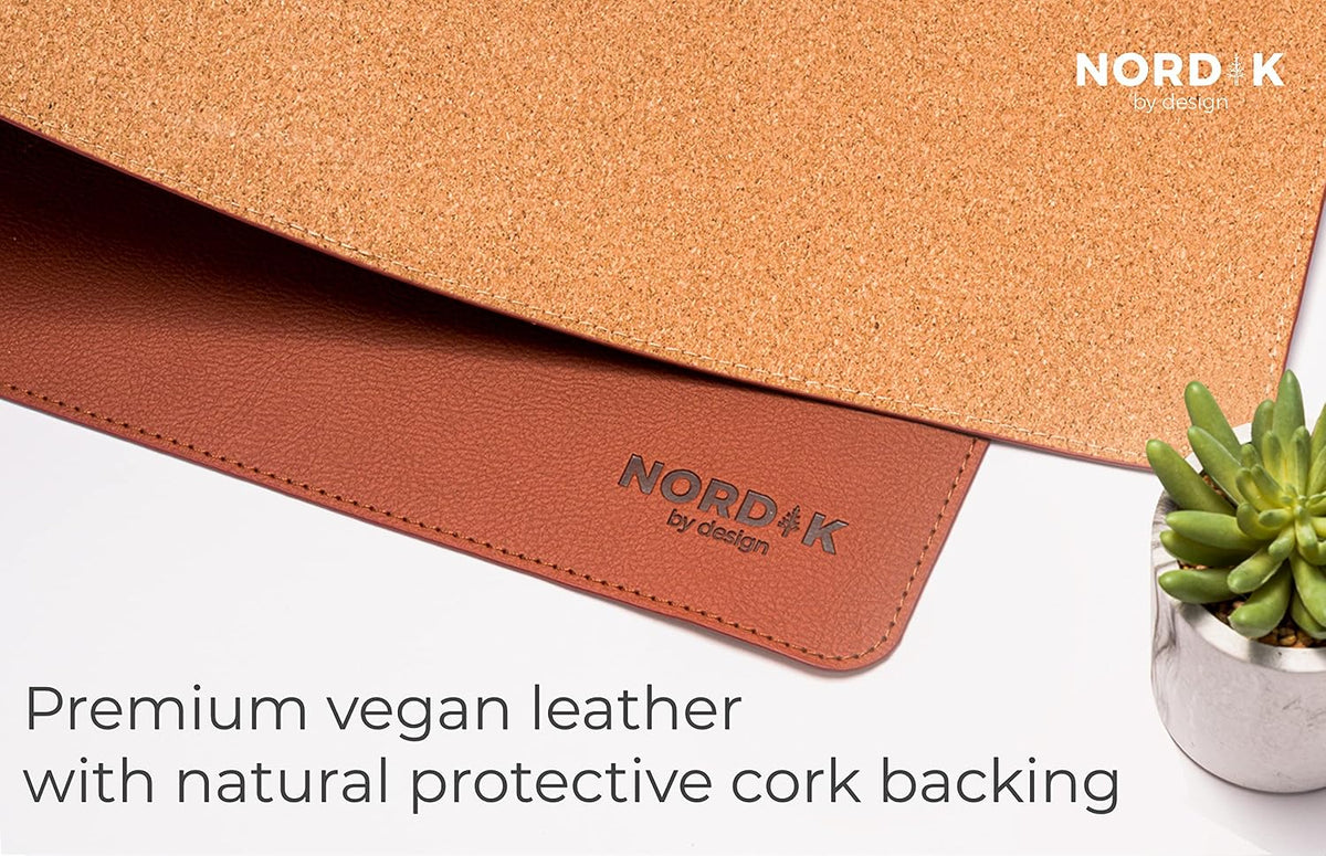 Nordik Leather Desk Mat - Midnight Blue - Large Leather Desk Pad 35x17 in