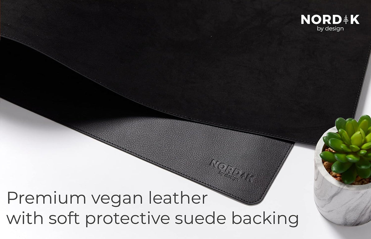 Nordik Leather Desk Mat - Midnight Blue - Large Leather Desk Pad 35x17 in