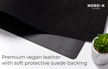 Nordik Leather Desk Mat - Midnight Blue - Large Leather Desk Pad 35x17 in