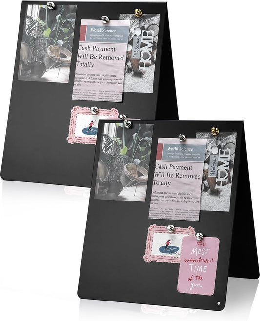 Black Magnetic Board 2 Pack V-Shaped Metal Magnetic Board with Stand