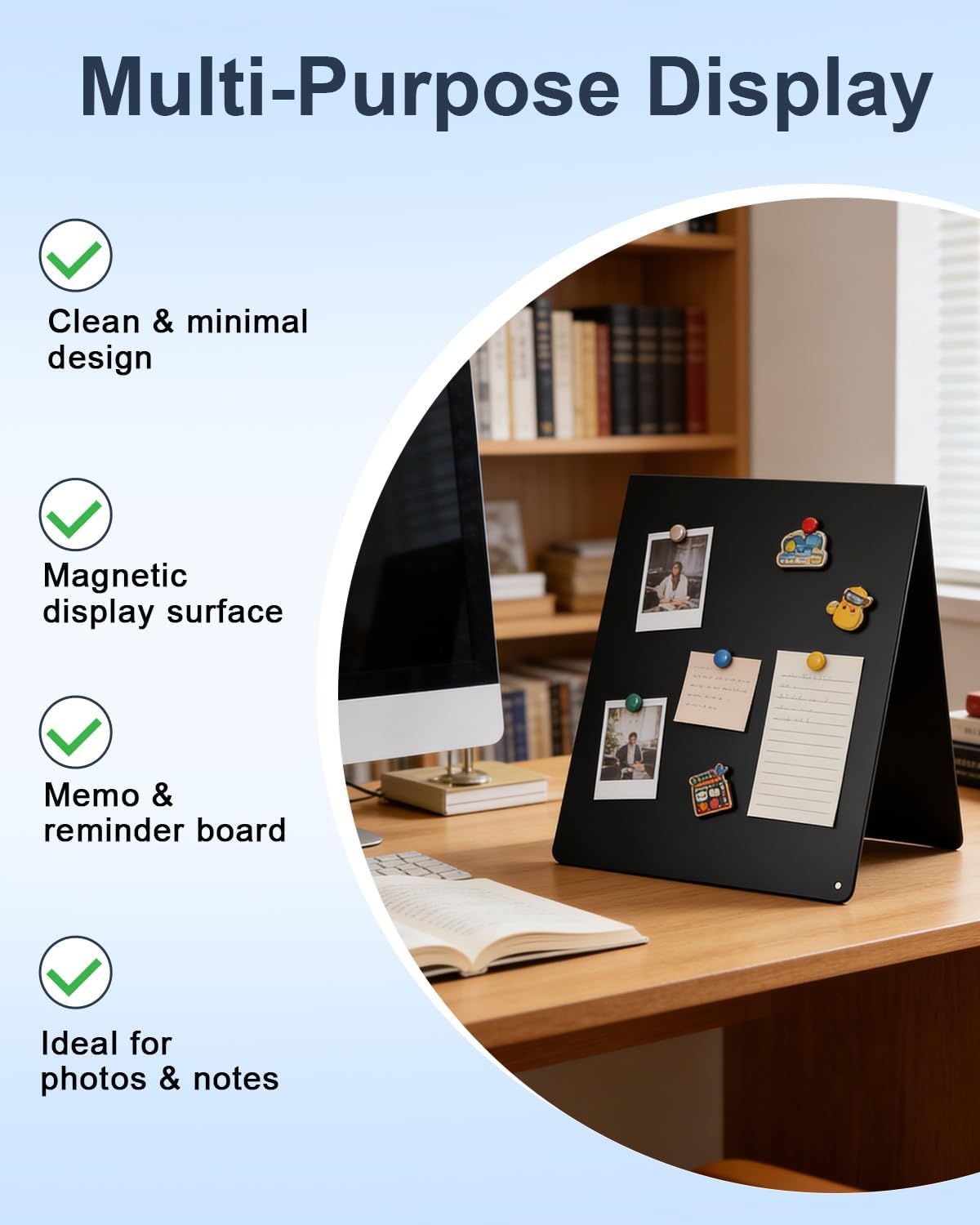 Black Magnetic Board 2 Pack V-Shaped Metal Magnetic Board with Stand