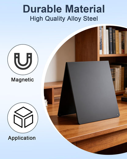 Black Magnetic Board 2 Pack V-Shaped Metal Magnetic Board with Stand