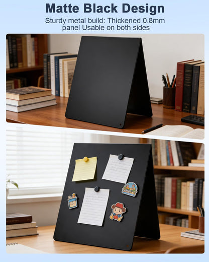 Black Magnetic Board 2 Pack V-Shaped Metal Magnetic Board with Stand