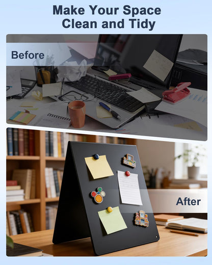 Black Magnetic Board 2 Pack V-Shaped Metal Magnetic Board with Stand