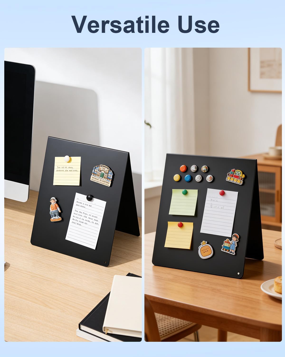 Black Magnetic Board 2 Pack V-Shaped Metal Magnetic Board with Stand