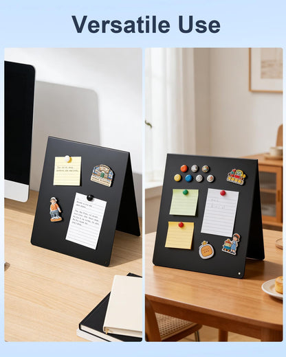 Black Magnetic Board 2 Pack V-Shaped Metal Magnetic Board with Stand
