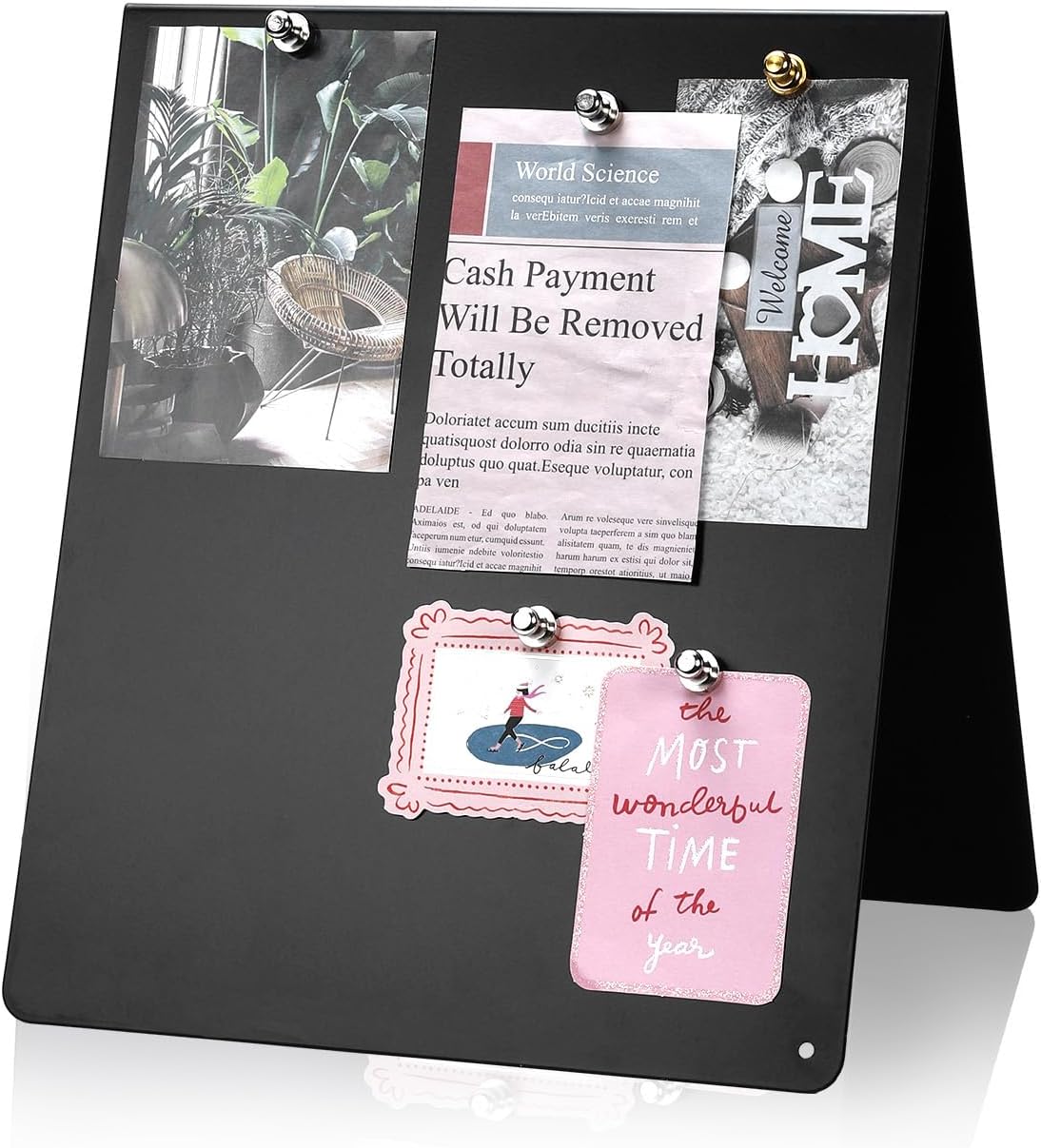 Black Magnetic Board 2 Pack V-Shaped Metal Magnetic Board with Stand