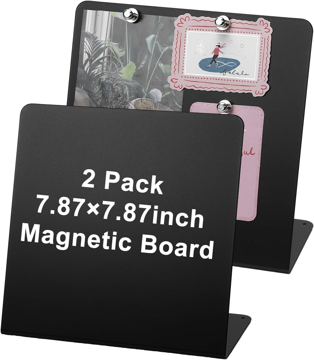 Black Magnetic Board 2 Pack V-Shaped Metal Magnetic Board with Stand