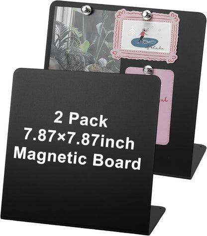 Black Magnetic Board 2 Pack V-Shaped Metal Magnetic Board with Stand