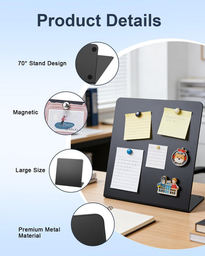 Black Magnetic Board 2 Pack V-Shaped Metal Magnetic Board with Stand