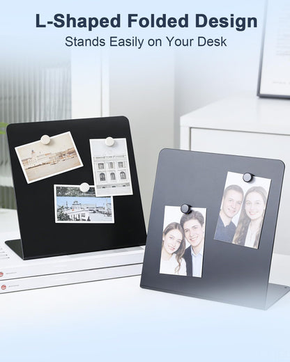 Black Magnetic Board 2 Pack V-Shaped Metal Magnetic Board with Stand