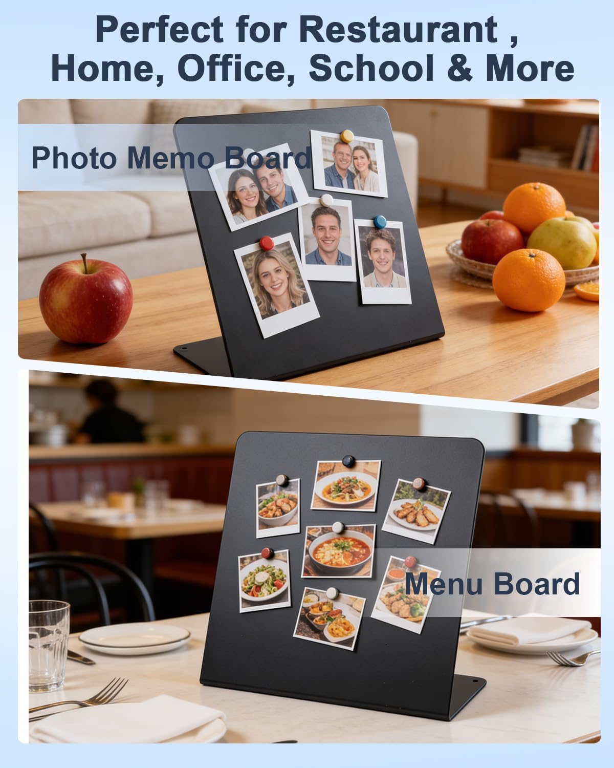Black Magnetic Board 2 Pack V-Shaped Metal Magnetic Board with Stand