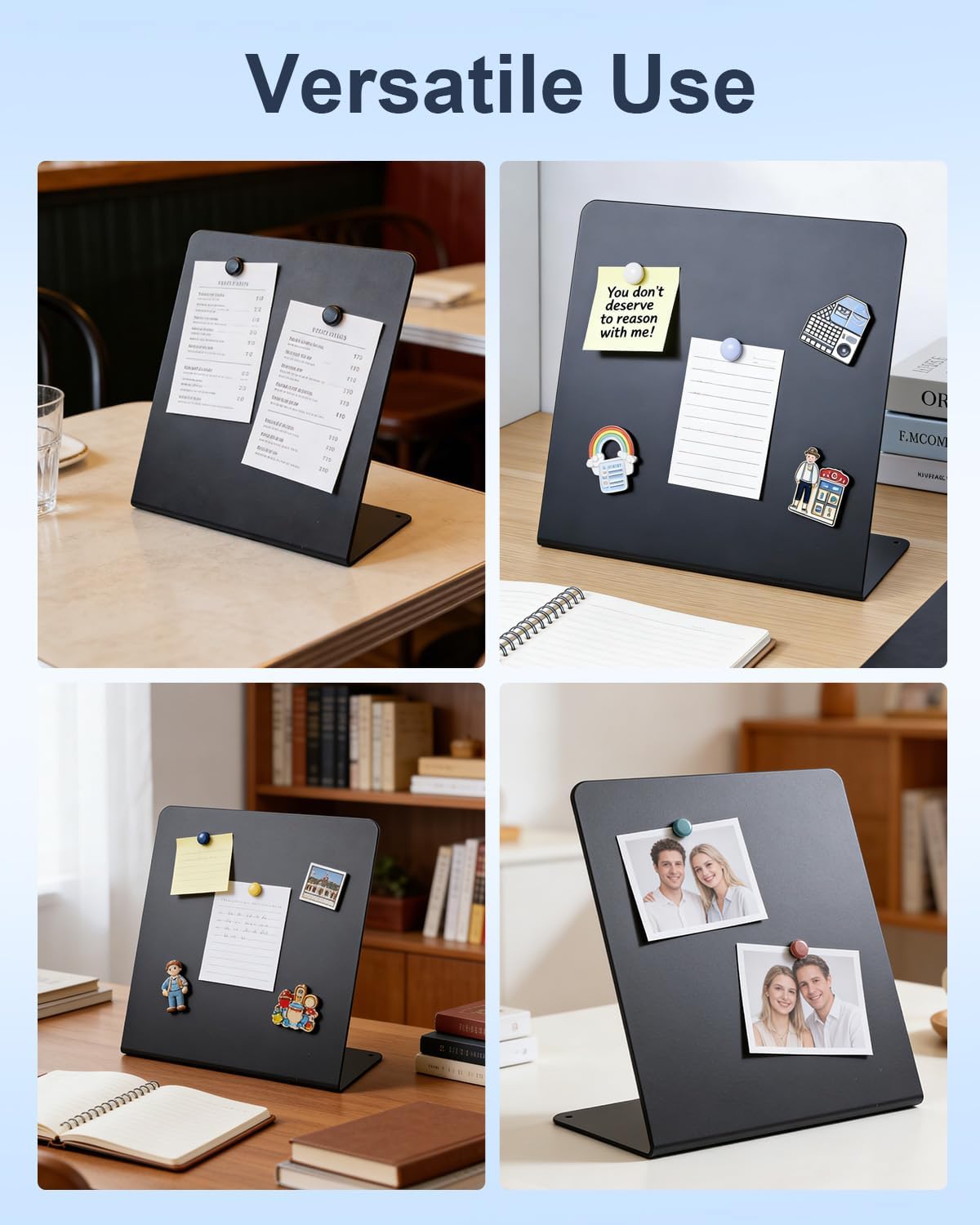 Black Magnetic Board 2 Pack V-Shaped Metal Magnetic Board with Stand