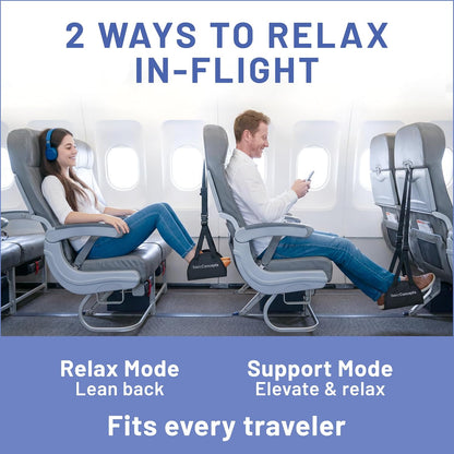 Airplane Adjustable Foot Hammock (2 Pack), Perfect or Office Footrest to Relax Your Feet (Memory Foam) - for Travel Accessories, Desk Hammock, Comfy Hanger