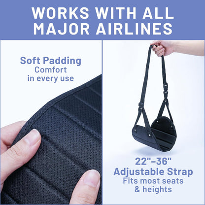 Airplane Adjustable Foot Hammock (2 Pack), Perfect or Office Footrest to Relax Your Feet (Memory Foam) - for Travel Accessories, Desk Hammock, Comfy Hanger