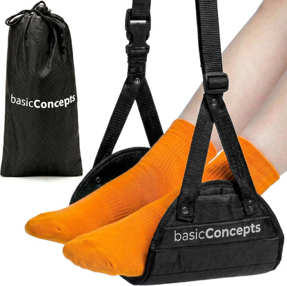Airplane Adjustable Foot Hammock (2 Pack), Perfect or Office Footrest to Relax Your Feet (Memory Foam) - for Travel Accessories, Desk Hammock, Comfy Hanger