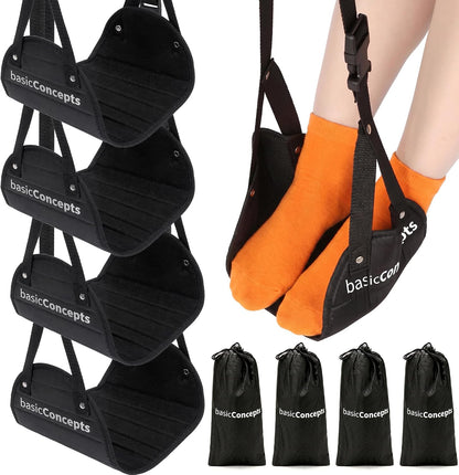 Airplane Adjustable Foot Hammock (2 Pack), Perfect or Office Footrest to Relax Your Feet (Memory Foam) - for Travel Accessories, Desk Hammock, Comfy Hanger