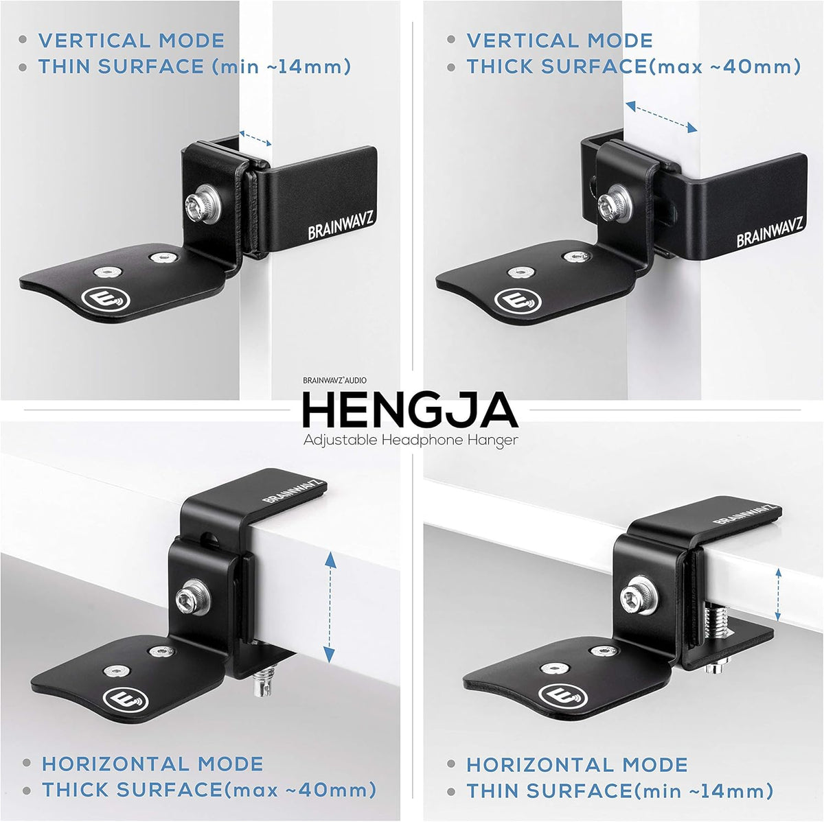 Hengja - The Desk Headphone Stand Hanger Mount, All Metal, Rotatable Mount, PC & Gaming Headset Holder