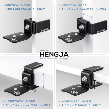 Hengja - The Desk Headphone Stand Hanger Mount, All Metal, Rotatable Mount, PC & Gaming Headset Holder