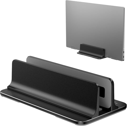Vertical Laptop Stand for Desk Aluminum Book Holder with Adjustable Slot Desktop Accessories for MacBook Pro/Air Gaming Laptops, Black