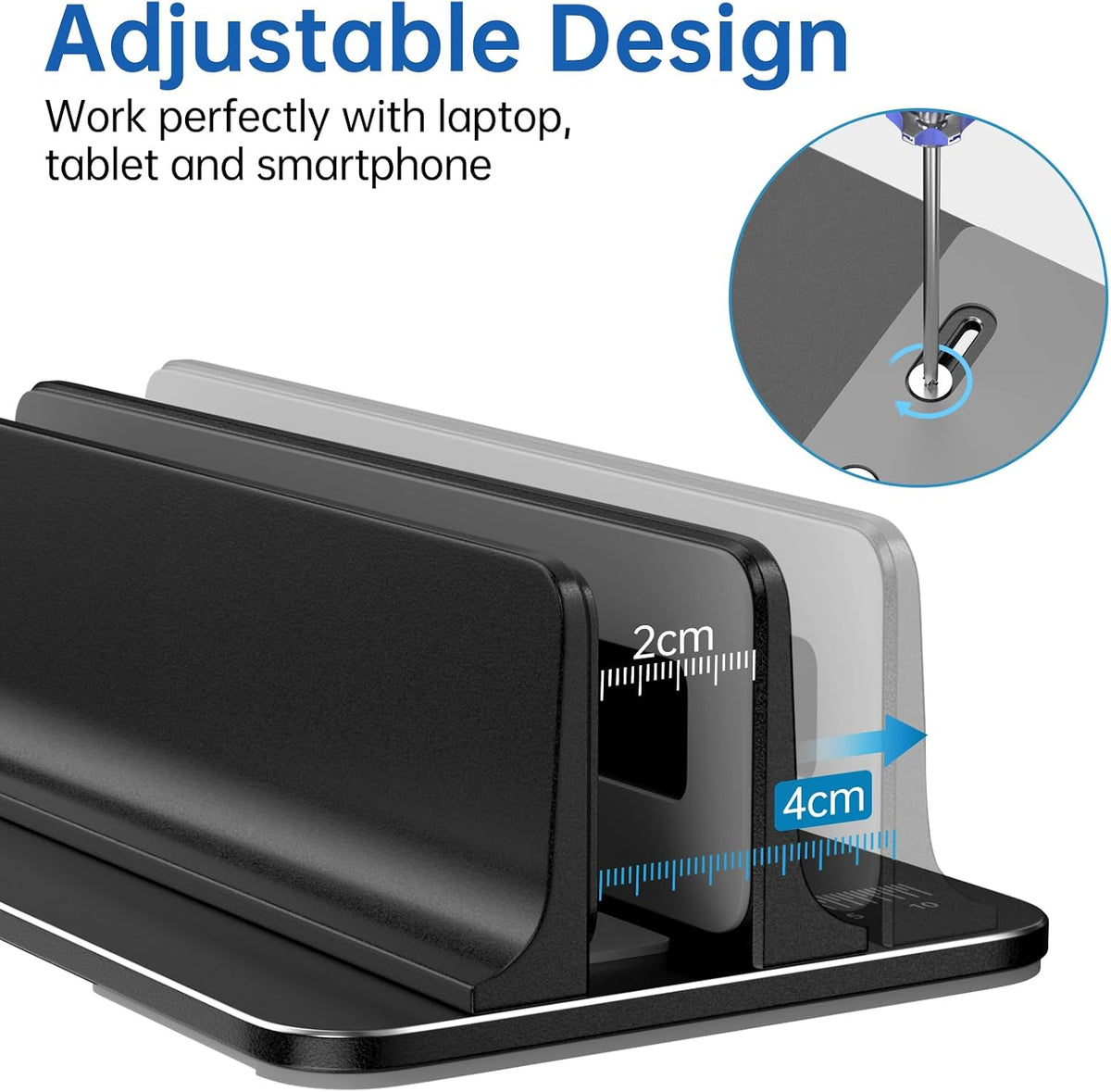 Vertical Laptop Stand for Desk Aluminum Book Holder with Adjustable Slot Desktop Accessories for MacBook Pro/Air Gaming Laptops, Black