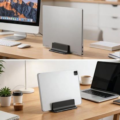 Vertical Laptop Stand for Desk Aluminum Book Holder with Adjustable Slot Desktop Accessories for MacBook Pro/Air Gaming Laptops, Black