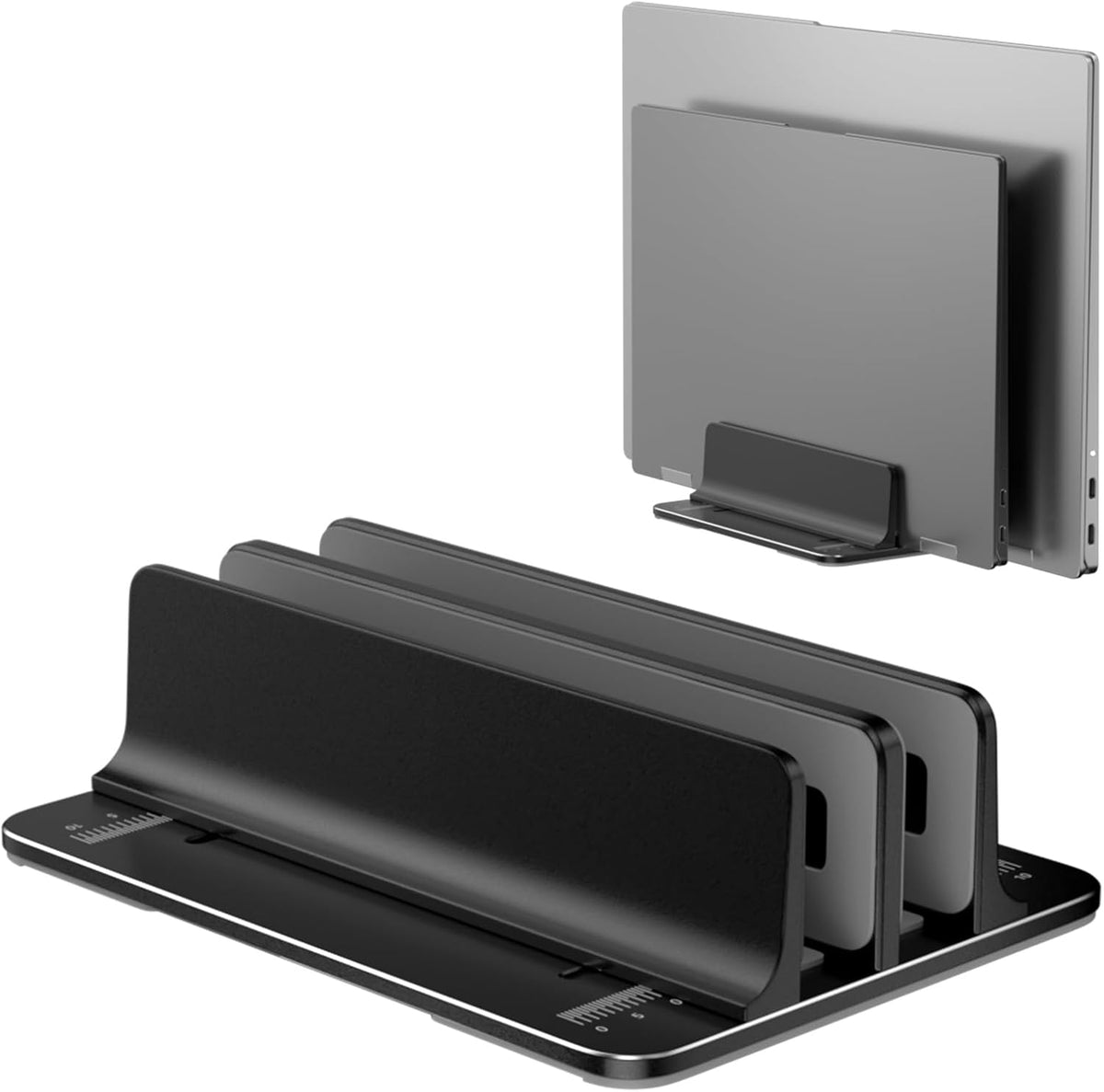 Vertical Laptop Stand for Desk Aluminum Book Holder with Adjustable Slot Desktop Accessories for MacBook Pro/Air Gaming Laptops, Black