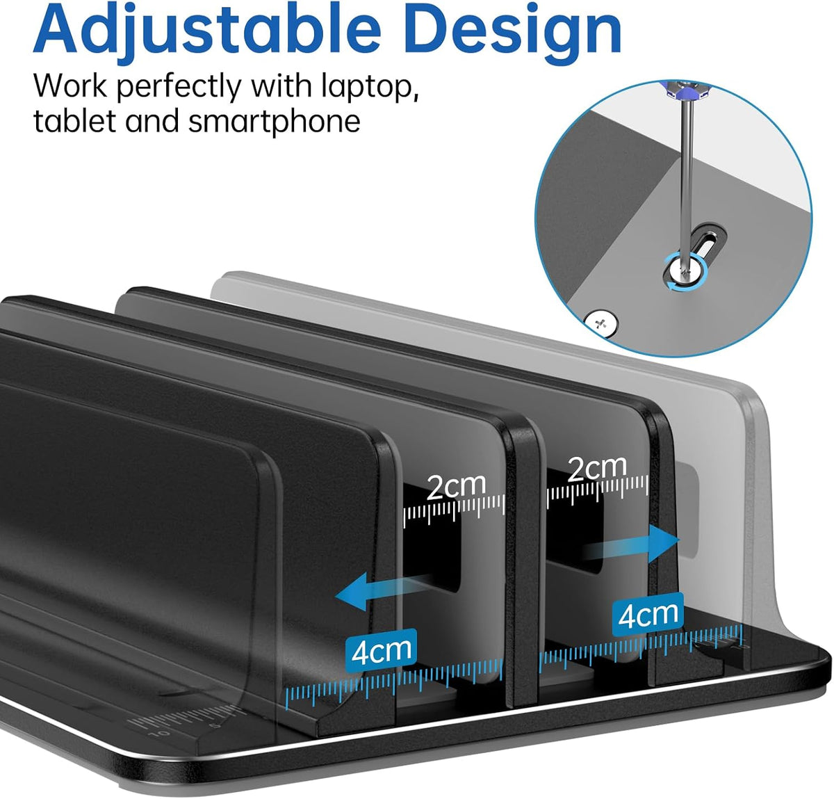 Vertical Laptop Stand for Desk Aluminum Book Holder with Adjustable Slot Desktop Accessories for MacBook Pro/Air Gaming Laptops, Black