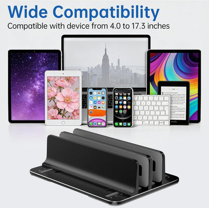 Vertical Laptop Stand for Desk Aluminum Book Holder with Adjustable Slot Desktop Accessories for MacBook Pro/Air Gaming Laptops, Black