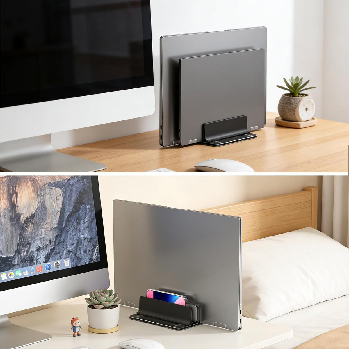 Vertical Laptop Stand for Desk Aluminum Book Holder with Adjustable Slot Desktop Accessories for MacBook Pro/Air Gaming Laptops, Black