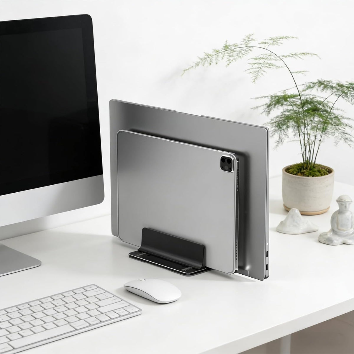 Vertical Laptop Stand for Desk Aluminum Book Holder with Adjustable Slot Desktop Accessories for MacBook Pro/Air Gaming Laptops, Black