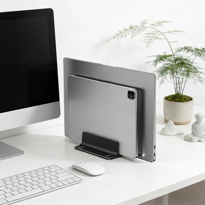 Vertical Laptop Stand for Desk Aluminum Book Holder with Adjustable Slot Desktop Accessories for MacBook Pro/Air Gaming Laptops, Black