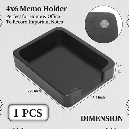 1PCS 4x6 Memo Holder For Desk Paper Holder Black Wooden Memo Organizer For Desk Paper Tray Index Card Holder Fits 4 x 6 Index Card Cardstock Pads Note for Office School