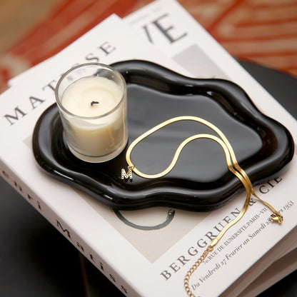 Jewelry Dish Trinket Tray for Women, Ring Dish Holder, Unique Cloud Shape Ceramic Plate Cute Things Vanity Aesthetic Room Decor Mother's Day Birthday (White)