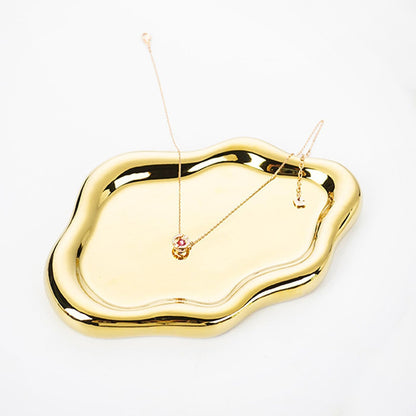 Jewelry Dish Trinket Tray for Women, Ring Dish Holder, Unique Cloud Shape Ceramic Plate Cute Things Vanity Aesthetic Room Decor Mother's Day Birthday (White)