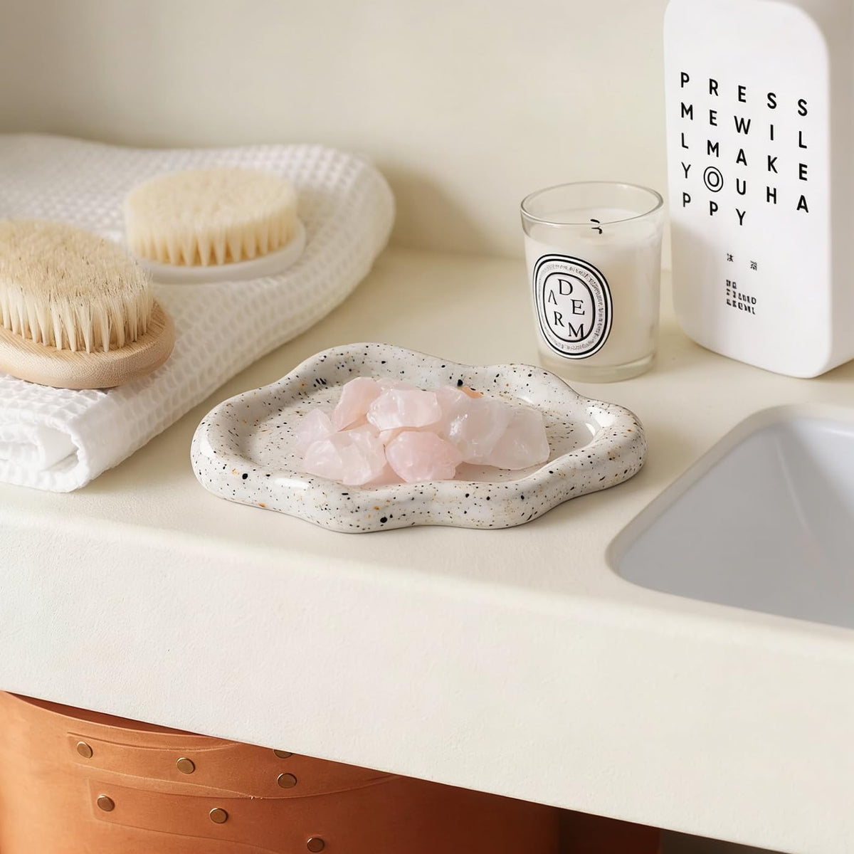 Jewelry Dish Trinket Tray for Women, Ring Dish Holder, Unique Cloud Shape Ceramic Plate Cute Things Vanity Aesthetic Room Decor Mother's Day Birthday (White)