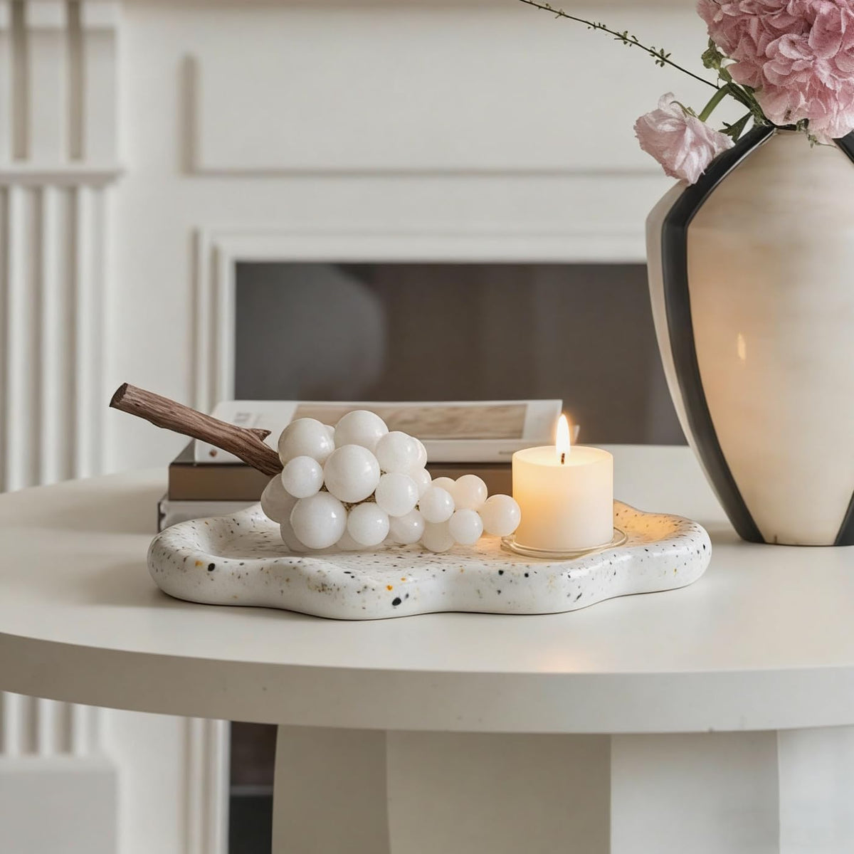 Jewelry Dish Trinket Tray for Women, Ring Dish Holder, Unique Cloud Shape Ceramic Plate Cute Things Vanity Aesthetic Room Decor Mother's Day Birthday (White)