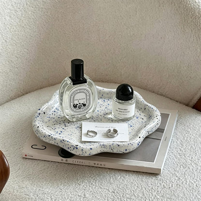 Jewelry Dish Trinket Tray for Women, Ring Dish Holder, Unique Cloud Shape Ceramic Plate Cute Things Vanity Aesthetic Room Decor Mother's Day Birthday (White)