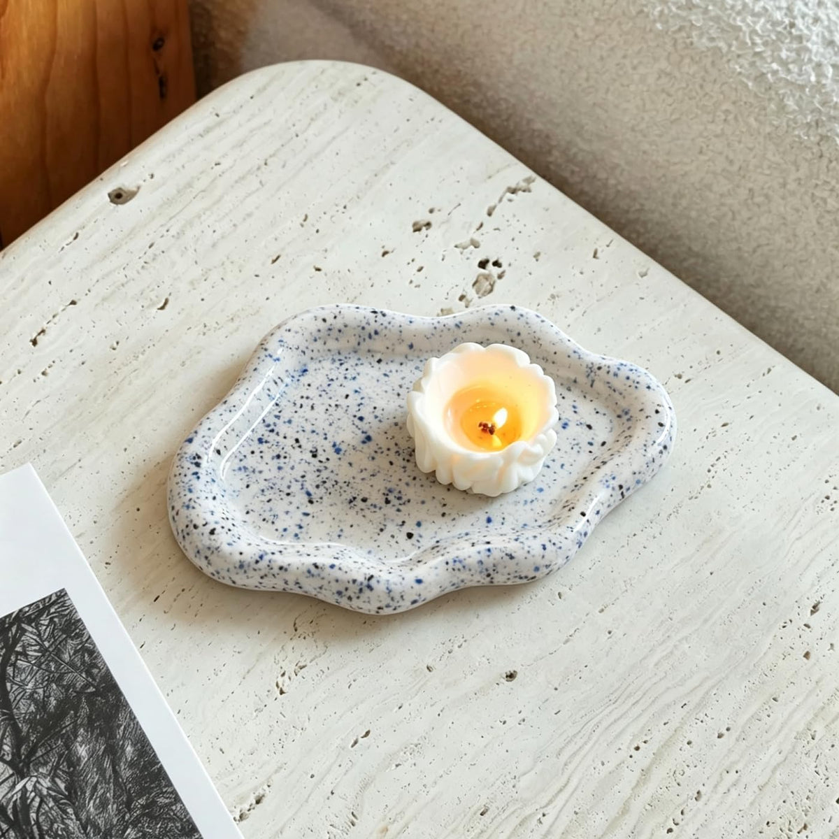 Jewelry Dish Trinket Tray for Women, Ring Dish Holder, Unique Cloud Shape Ceramic Plate Cute Things Vanity Aesthetic Room Decor Mother's Day Birthday (White)