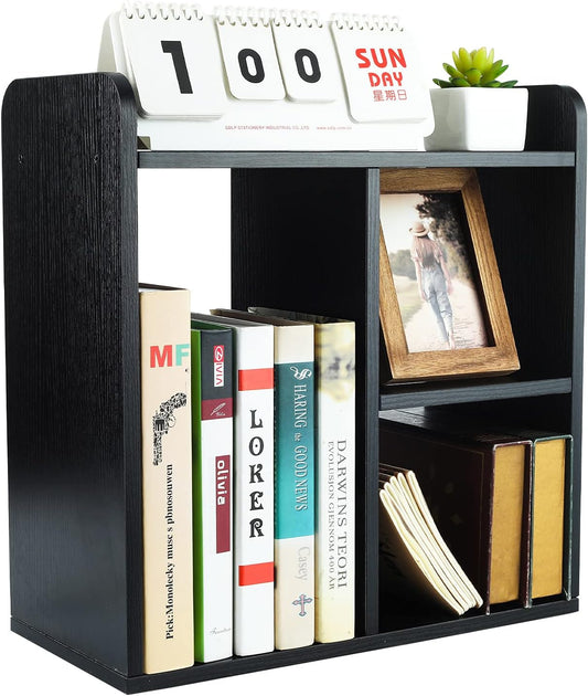 Mass Desktop Bookshelf Freestanding Wooden Countertop Bookcase Accessories Organizer Display Rack Dorm Desk Storage Shelf