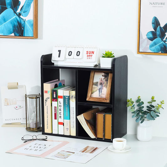 Mass Desktop Bookshelf Freestanding Wooden Countertop Bookcase Accessories Organizer Display Rack Dorm Desk Storage Shelf