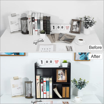 Mass Desktop Bookshelf Freestanding Wooden Countertop Bookcase Accessories Organizer Display Rack Dorm Desk Storage Shelf