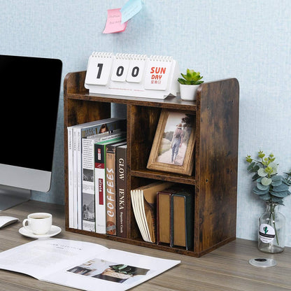 Mass Desktop Bookshelf Freestanding Wooden Countertop Bookcase Accessories Organizer Display Rack Dorm Desk Storage Shelf