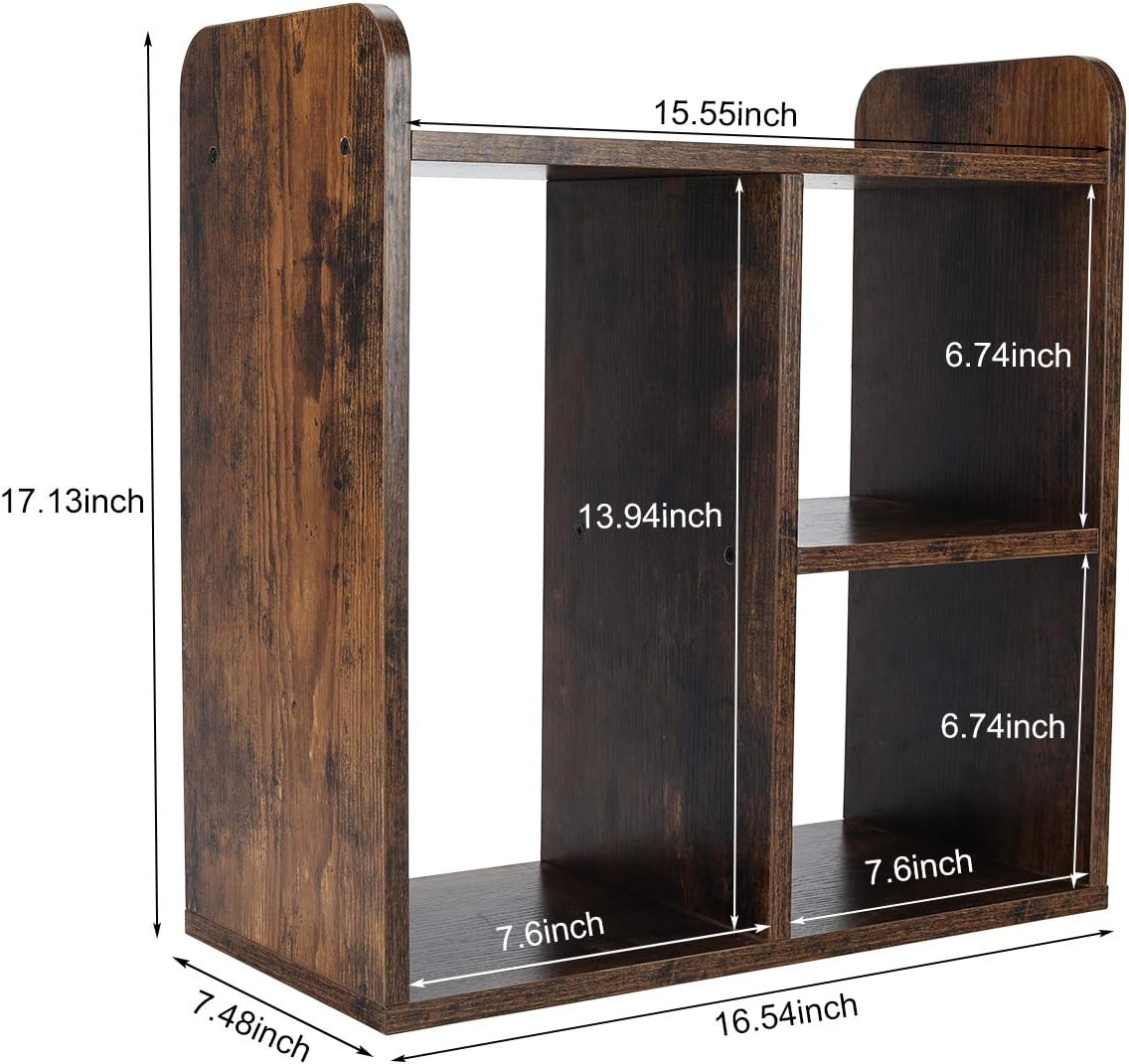 Mass Desktop Bookshelf Freestanding Wooden Countertop Bookcase Accessories Organizer Display Rack Dorm Desk Storage Shelf